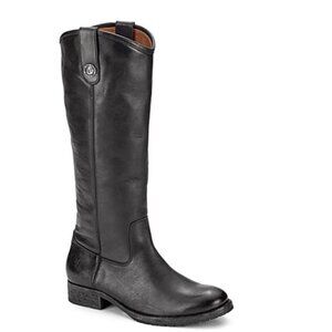 FRYE Melissa Tall Button Boots Black Leather Extended Calf #77167